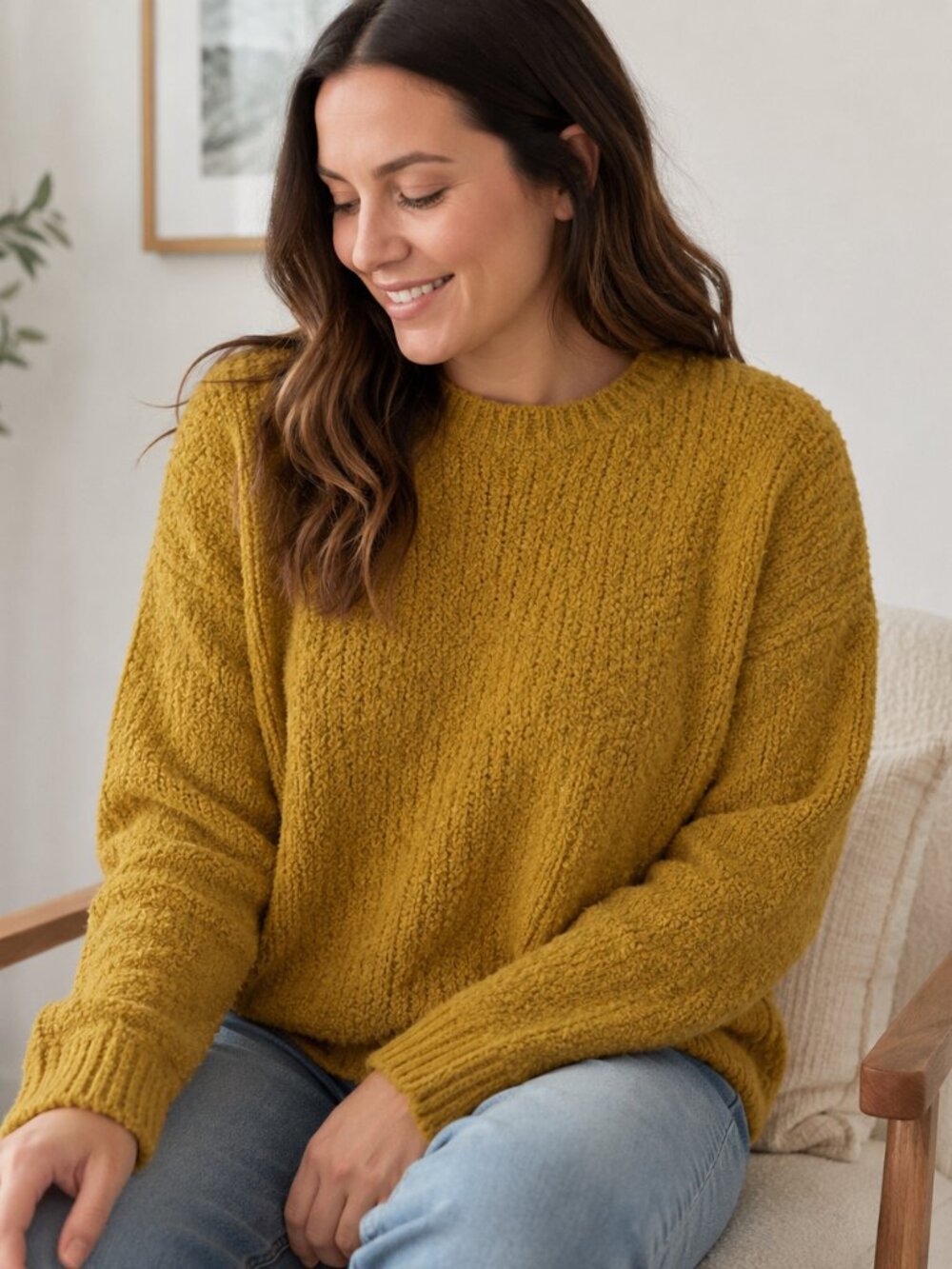Mustard Yellow Crewneck Sweater - NWOT - Picture 2 of 8